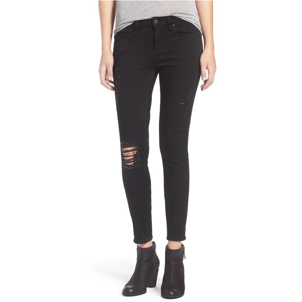 Articles of Society Super Soft Skinny Jeans Black Distressed Denim size 29 8